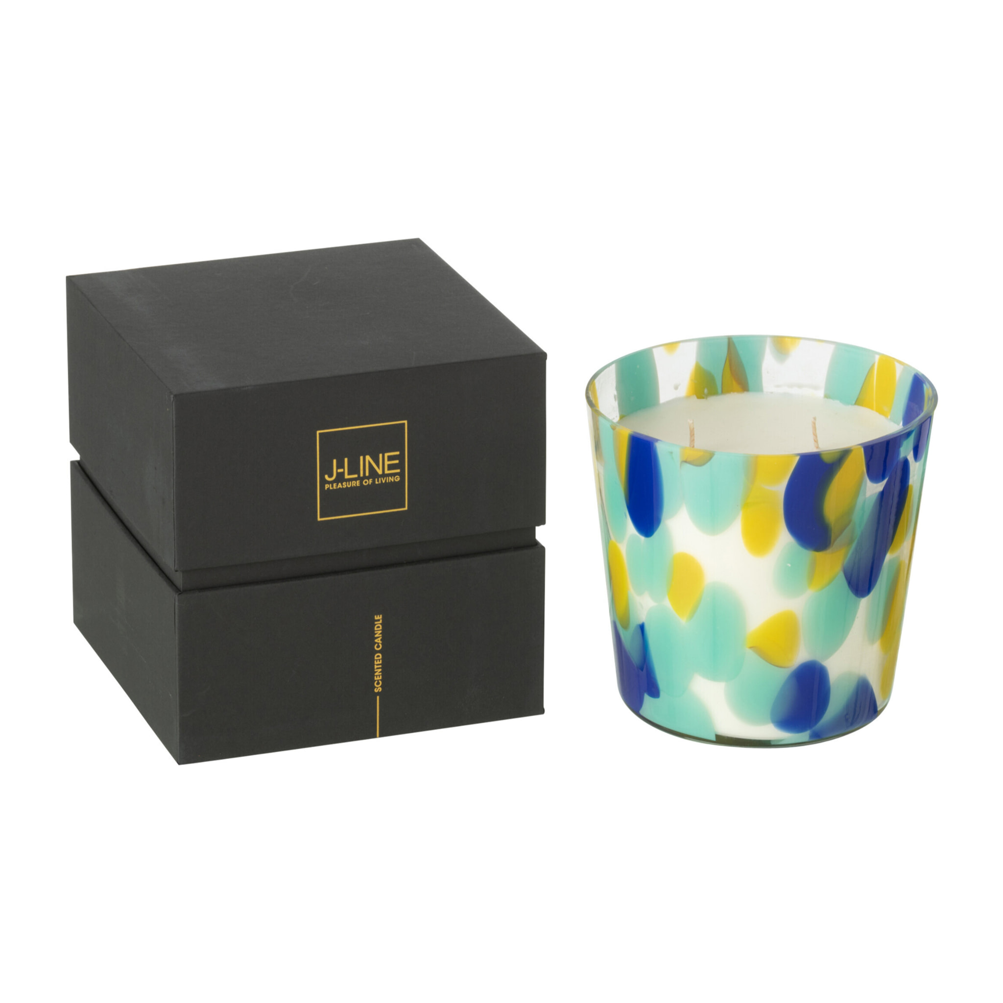 J-Line Bougie Senteur Noa Bleu/Jaune Small-50Heures