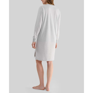 Camisón mujer de rayas escote redondo abertura de botones y manga larga