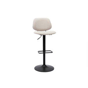 Tabourets de bar relevables design en tissu effet velours beige et métal noir BARNET (lot de 2)