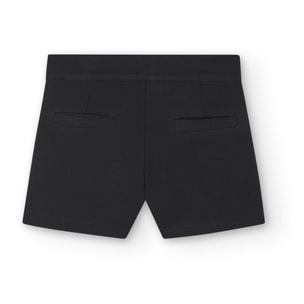 Short para niña en algodón liso de color negro con