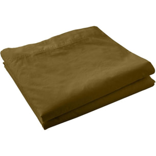 Drap plat 240X300 Percale de coton lavé Camel