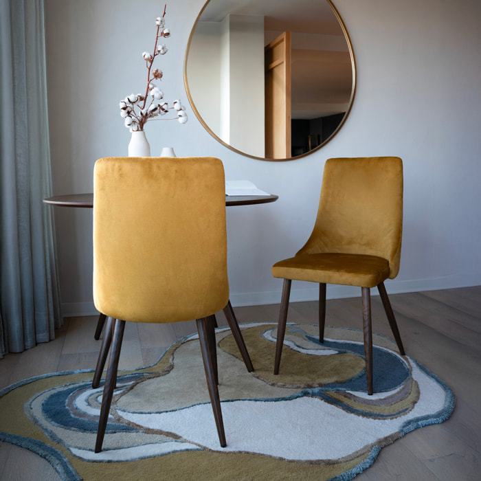 Lot de 2 chaises en velours jaune moutarde - Vinni