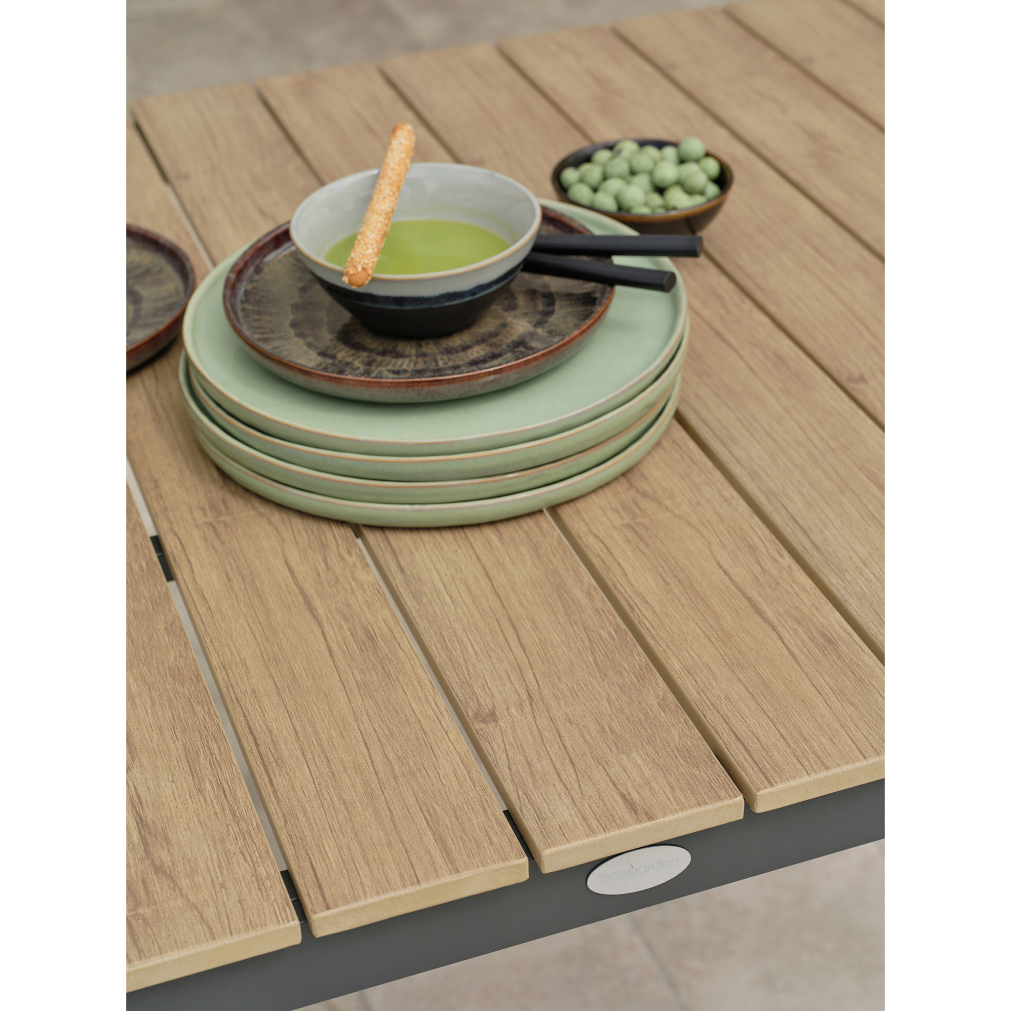 BOSTON - Ensemble repas de jardin 6 places en aluminium gris anthracite