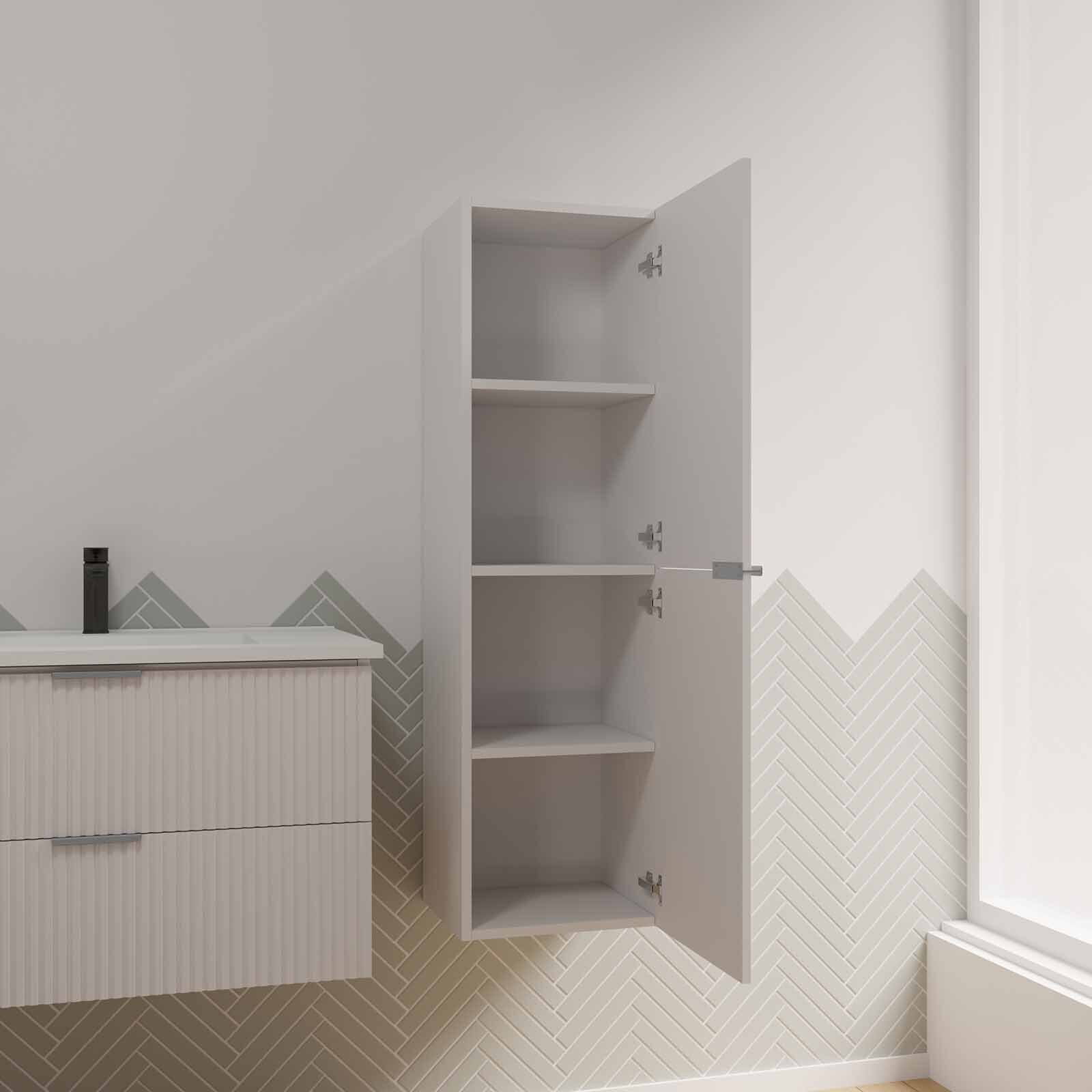 Colonne Façade Ondulee 35x30x120 cm - 2 Portes en MDF Blanc - MILO