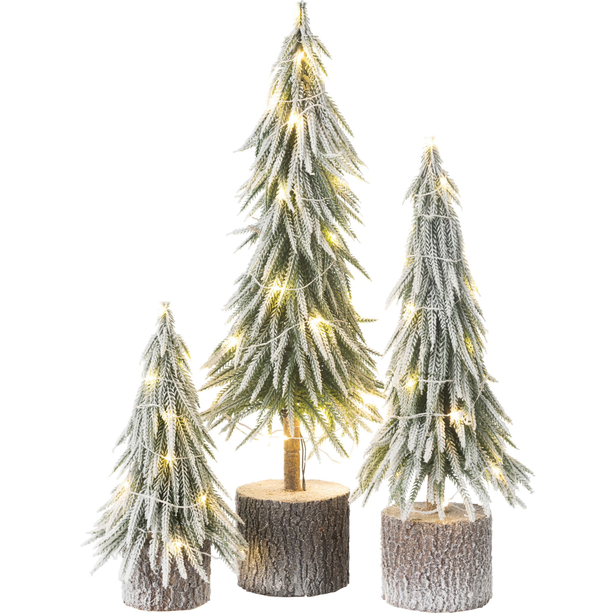 J-Line décoration sapin de Noël - neige artificiel - vert - large - LED