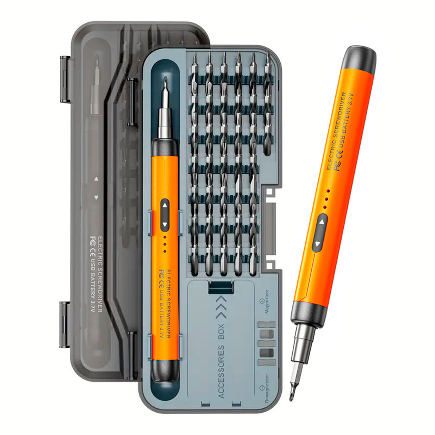 Destornillador eléctrico 46 en 1 con giro bidireccional, batería de 500mAh, 150rpm y 0,3Nm de torsión eléctrica.