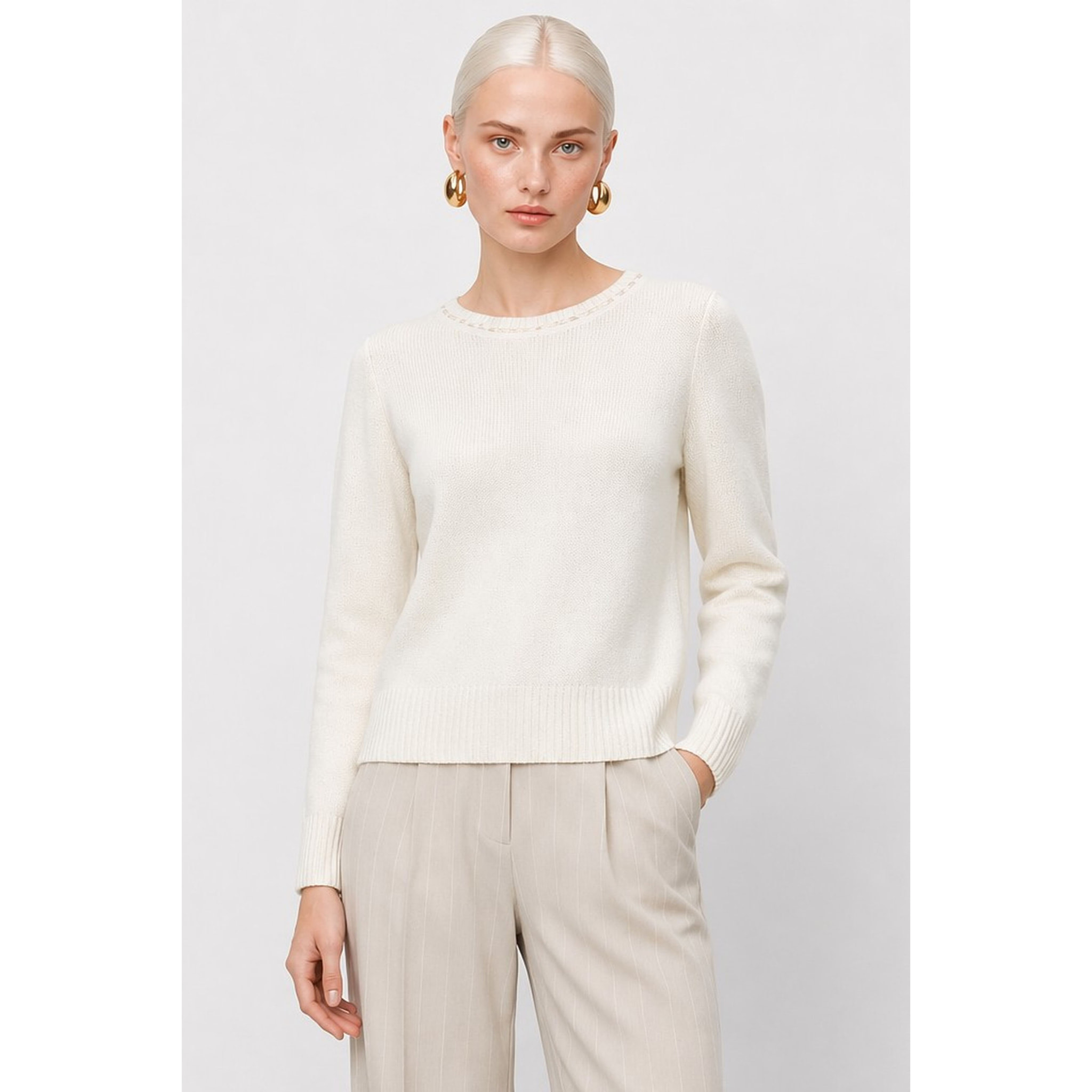 Kocca - Maglia girocollo da donna in 100% lana a maniche lunghe Donna