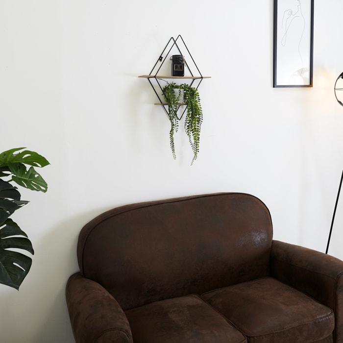 Etagere Bois Metal Losanges 40x10x46cm