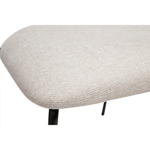 Chaises en tissu effet velours texturé beige et métal noir (lot de 2) BENTA