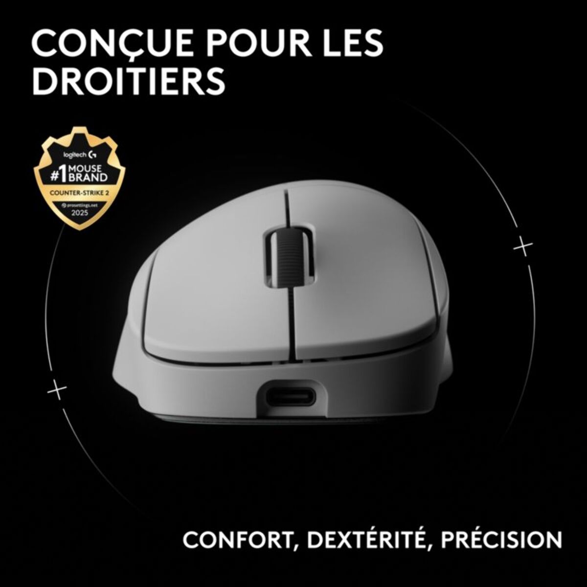 Souris Gamer Sans Fil LOGITECH PRO X SUPERLIGHT2 DEX LIGHTSPEED Blan