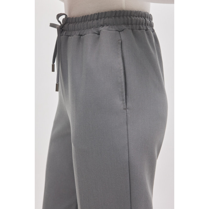 Pantaloni dritti grigi con vita regolabile