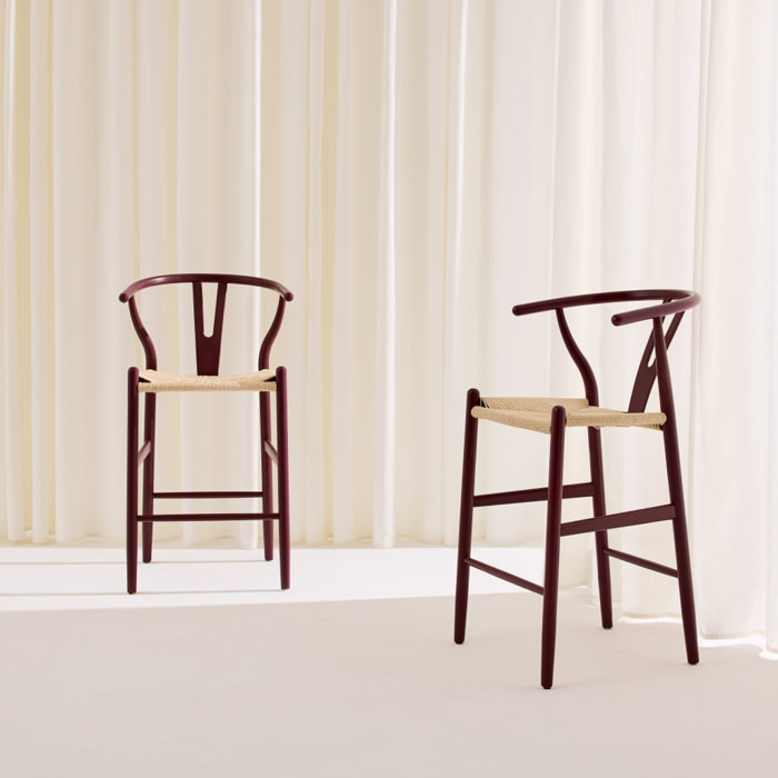 Tabouret de bar vintage bois de hêtre et cordes (lot de 2) CECILE