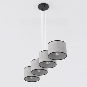 Lampada a sospensione ECO a quattro luci con paralumi in tessuto