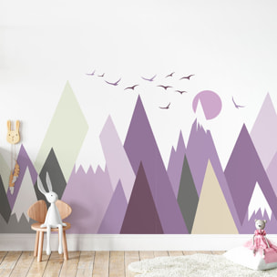 Stickers muraux enfants - Décoration chambre bébé - Autocollant Sticker mural géant enfant montagnes scandinaves JAZKA