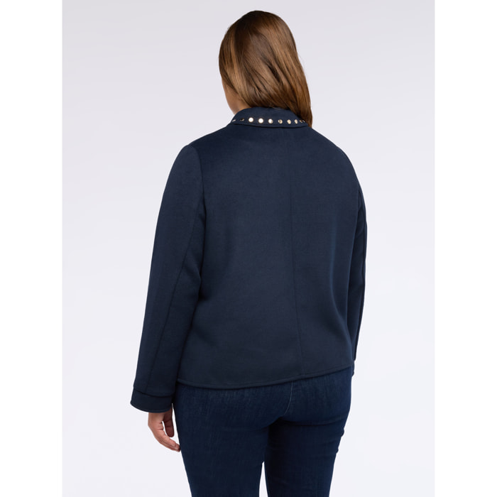 Fiorella Rubino - Chaqueta corta de mezcla de lana con tachuelas - Azul