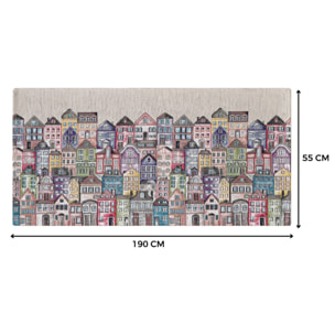 Tappeto Jacquard Ideale Cucina Ingresso Made In Italy Antiscivolo, Lavabile, Morbido Disegno Village By Suardi