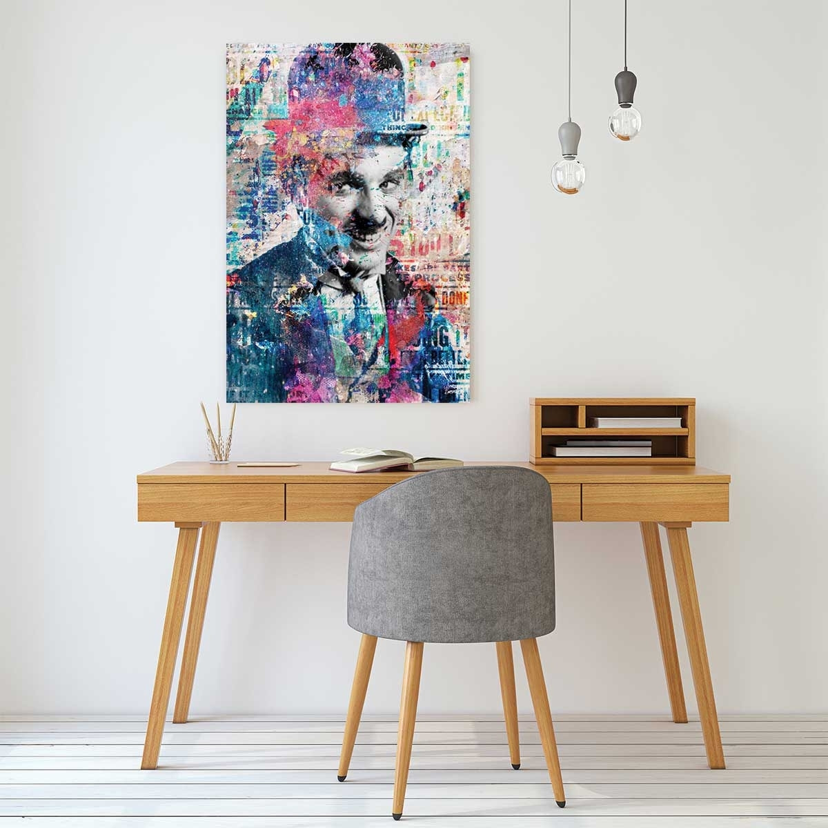Tableau Affiche illustration graffiti chaplin Tableau alu Dibond