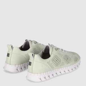 Zapatos de Piel - Verde - Tacón: Bajo