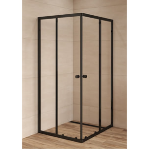 SAT PROJECT Douche 90x90cm coulissante avec profilé noir mat (SATPROMUQ90CT)