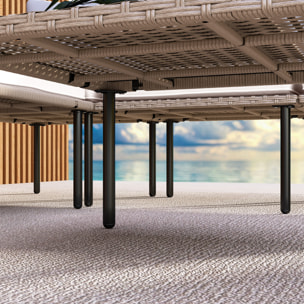 Conjunto de Jardín Exterior de Ratán Sintético de 5 Piezas Muebles de Jardín Exterior Incluye 2 Sofás Esquineras 1 Sofá de Exterior 1 Taburete 1 Mesa de Centro con Cojines Crema
