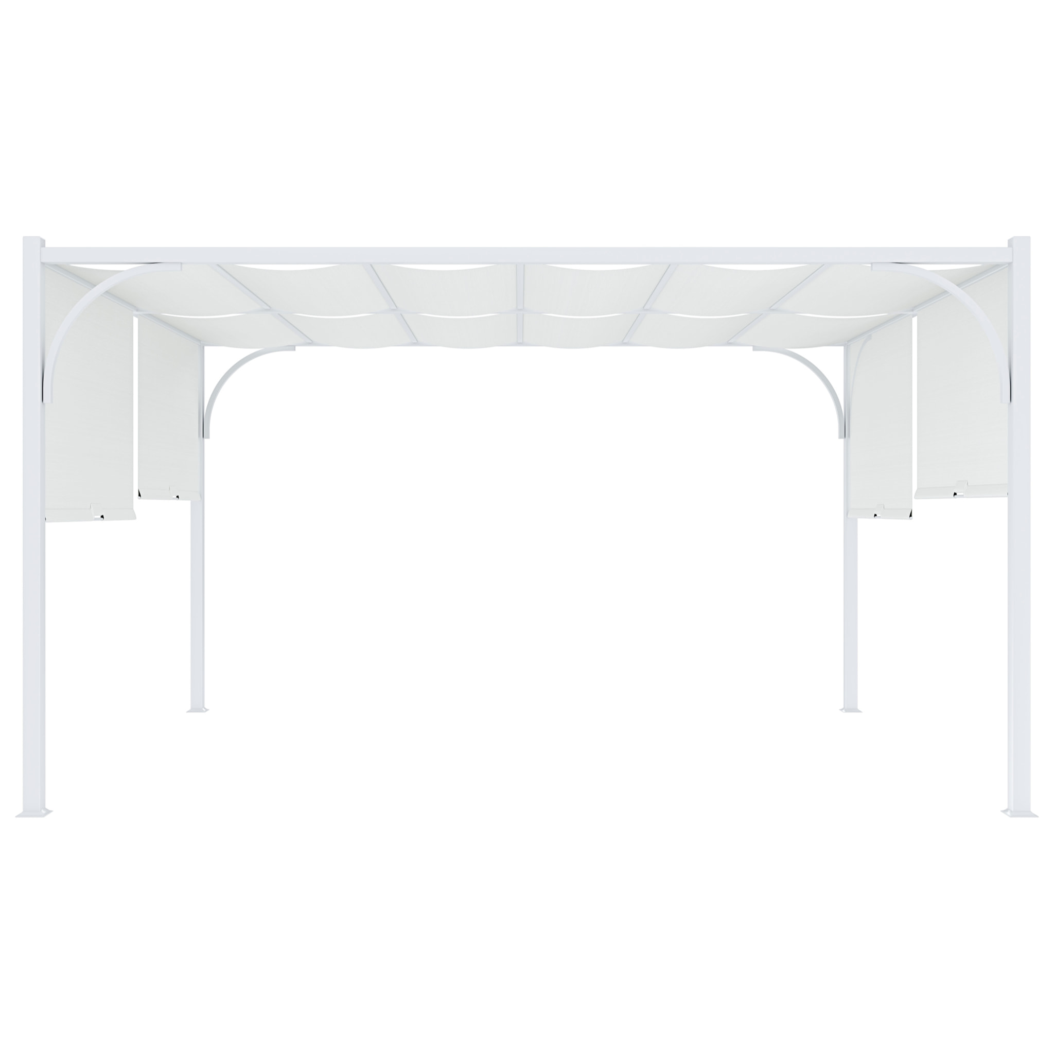 Gazebo Pergola 3x4 M Pergolato Tetto Scorrevole Telo Bianco Impermeabile Retrattile Richiudibile Struttura Bianca Acciaio Giardino Terrazzo Piscina