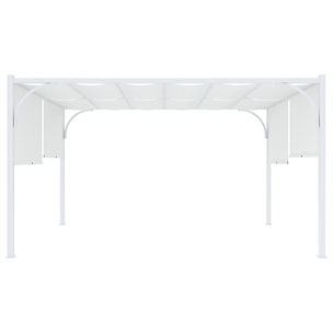 Gazebo Pergola 3x4 M Pergolato Tetto Scorrevole Telo Bianco Impermeabile Retrattile Richiudibile Struttura Bianca Acciaio Giardino Terrazzo Piscina