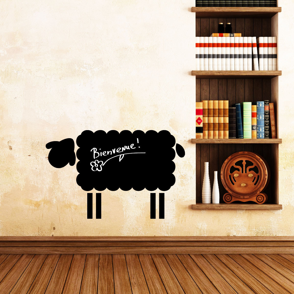 Sticker ardoise tableau noir - stickers muraux adhésif effaçable - MOUTONS 2