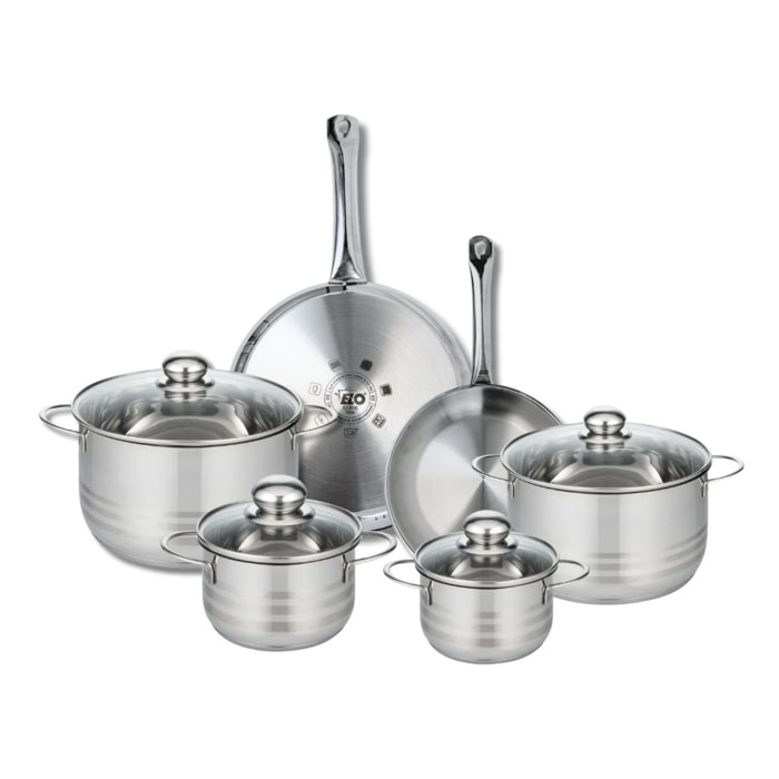 Ensemble de 2 Poêles de cuisson 24 et 28 cm et 4 faitouts 14, 16, 20 et 24 cm Elo Profi Brillant