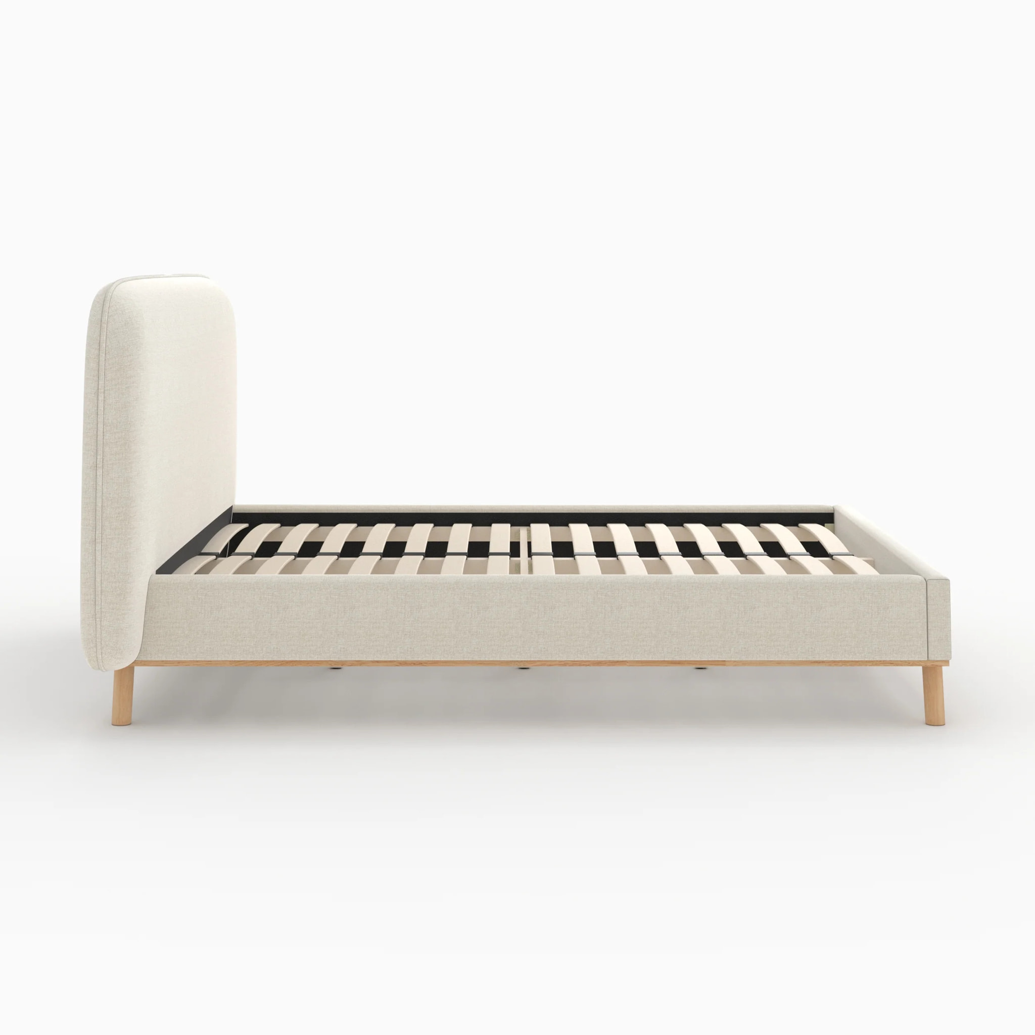 Lit double 160x200 cm en tissu gris/beige - Modjo