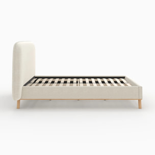 Lit double 160x200 cm en tissu gris/beige - Modjo