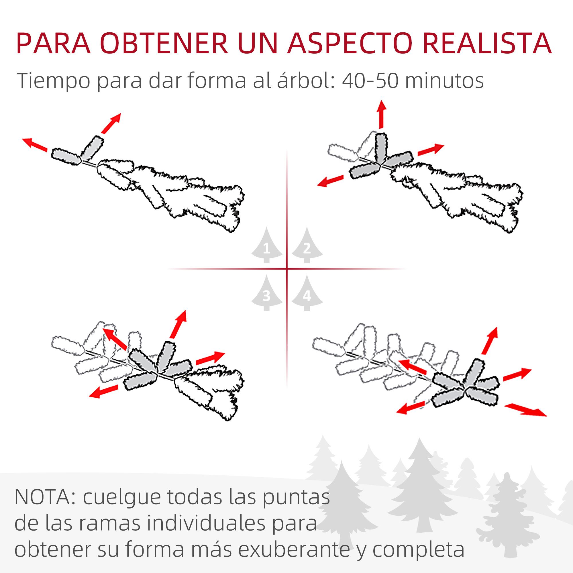 Árbol de Navidad 225 cm Nevado Artificial con 1083 Puntas de PVC Base Plegable y Soporte de Metal Decoración Navideño para Interiores 140x140x225 cm Verde y Blanco