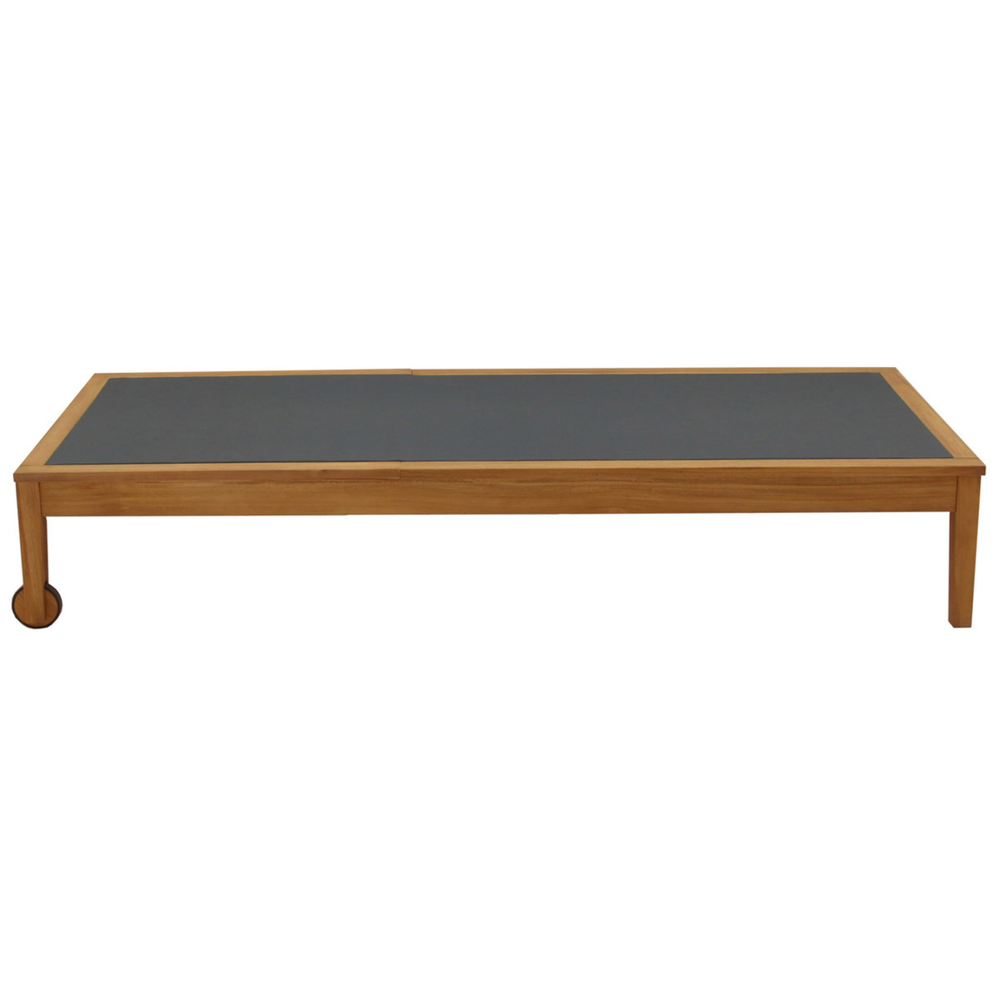 Bain de soleil gris foncé et bois massif NAVEEN