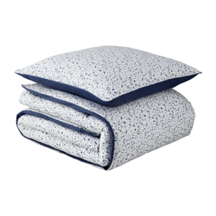 Parure de lit Housse de couette + Taie rectangle en satin de cotn, NUI, Bleu