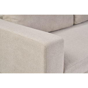 Canapé design 3 places en tissu chenille beige et métal noir LENNON