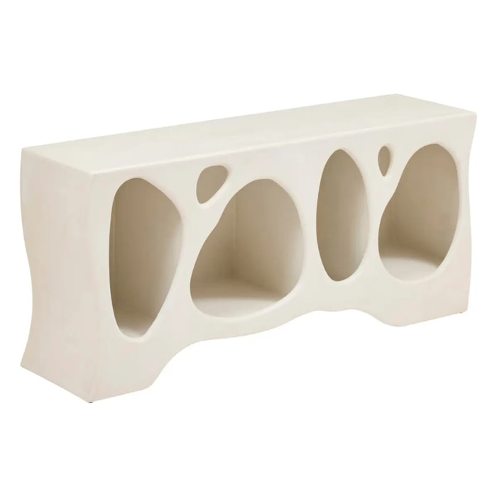 Meuble bas 4 étagères Chesni ivoire 137x36cm