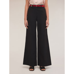 Motivi - Pantaloni palazzo in cotone - Nero