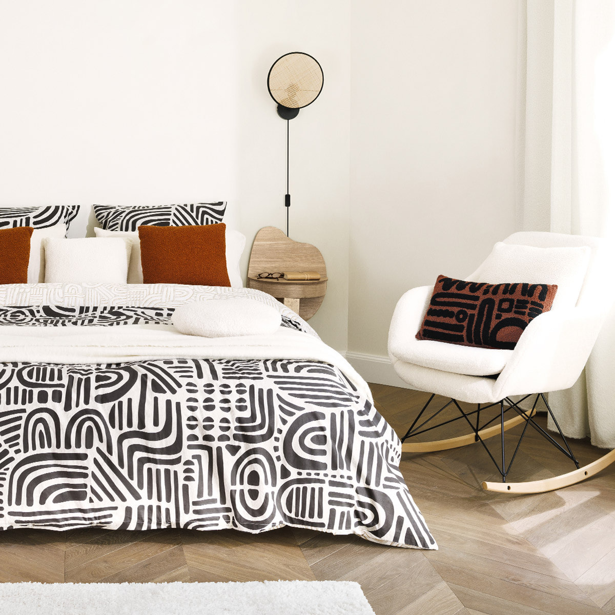 Rideau "Jaiko" en fausse fourrure 140x260cm blanc