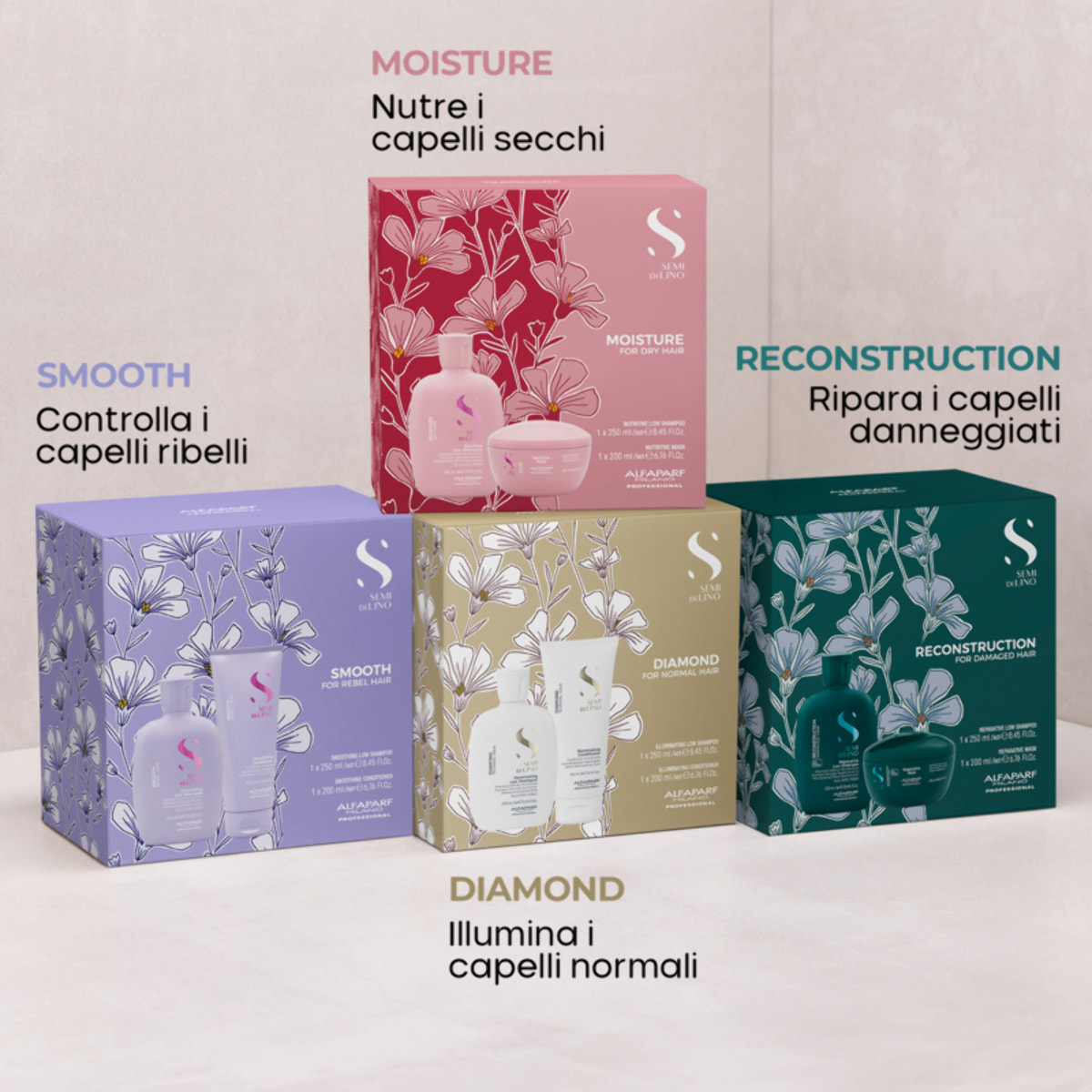 ALFAPARF MILANO Set Semi Di Lino Diamond Illuminating Shampoo 250ml + Conditioner 200ml