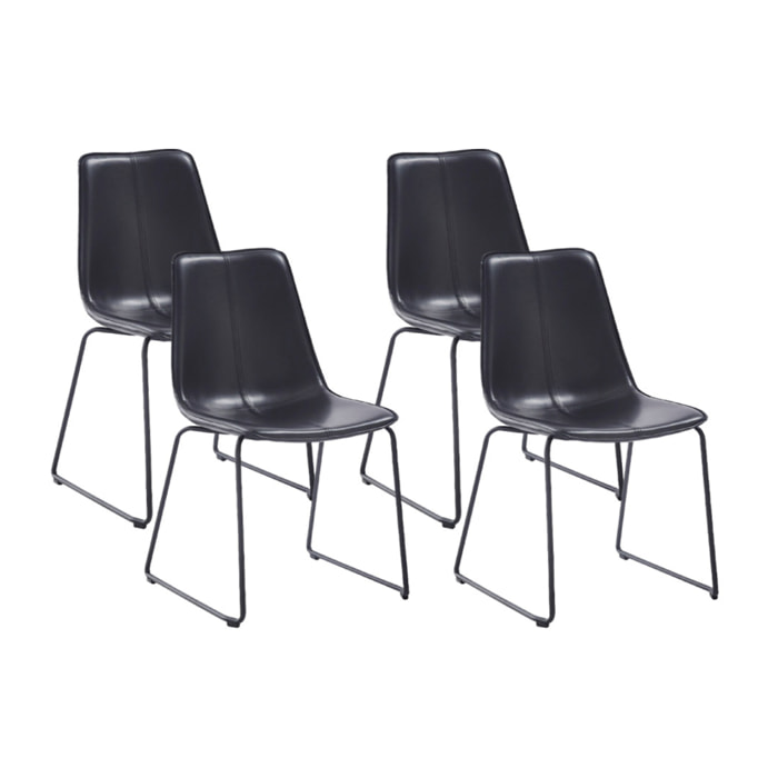 Cuzco - lot de 4 chaises - en simili - Noir