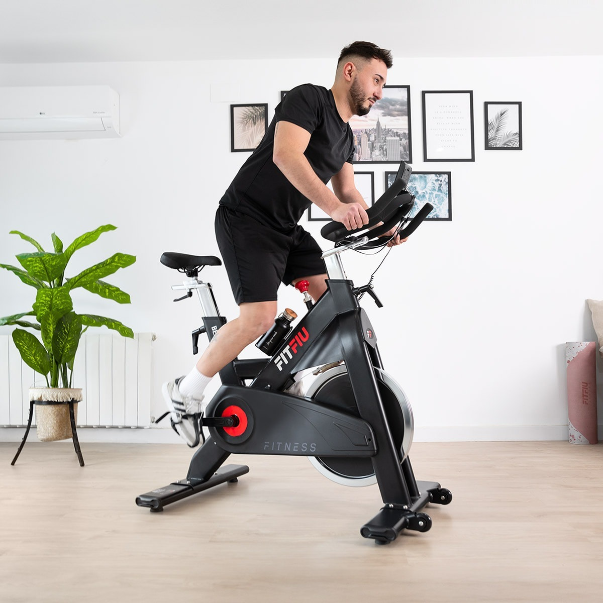 Bicicleta indoor FITFIU disco inercia 24kg, pulsometro y regulable