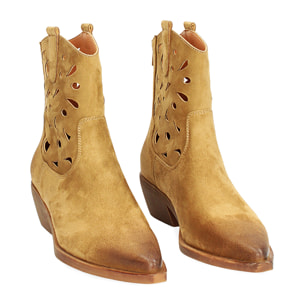 Botines mujer coñac en microfibra
