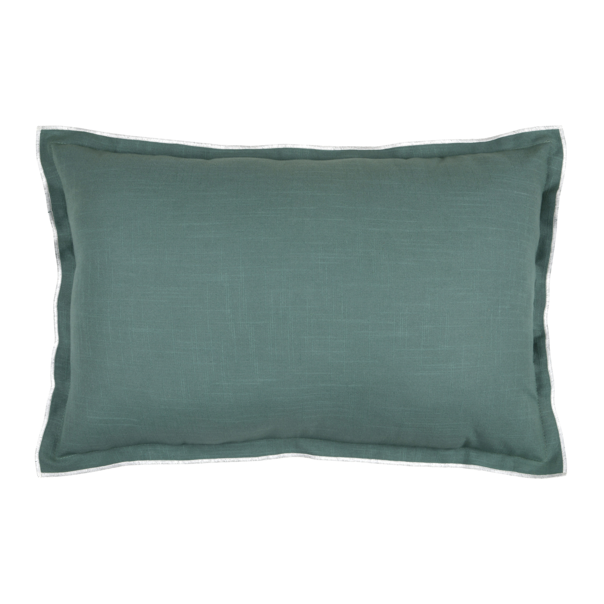 Coussin coton volant plat feston noir - Vert