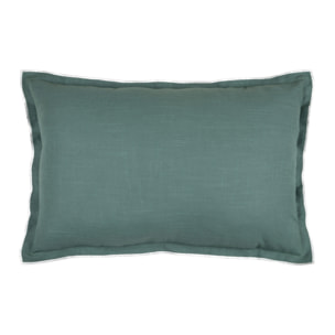 Coussin coton volant plat feston noir - Vert