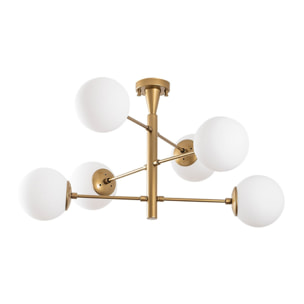 LILY - Plafonnier vintage doré - 6 lampes