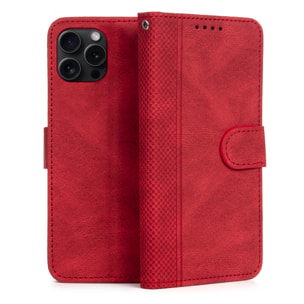 Custodia in similpelle antiurto stile libro per iPhone 12 Pro Max. Portacarte interno, cinturino da polso removibile.