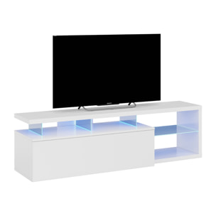 Mueble Tv Led-tech 150x43x41 Cm Blanco Brillo
