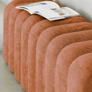Banc. bout de lit blanc contemporain en tissu orange