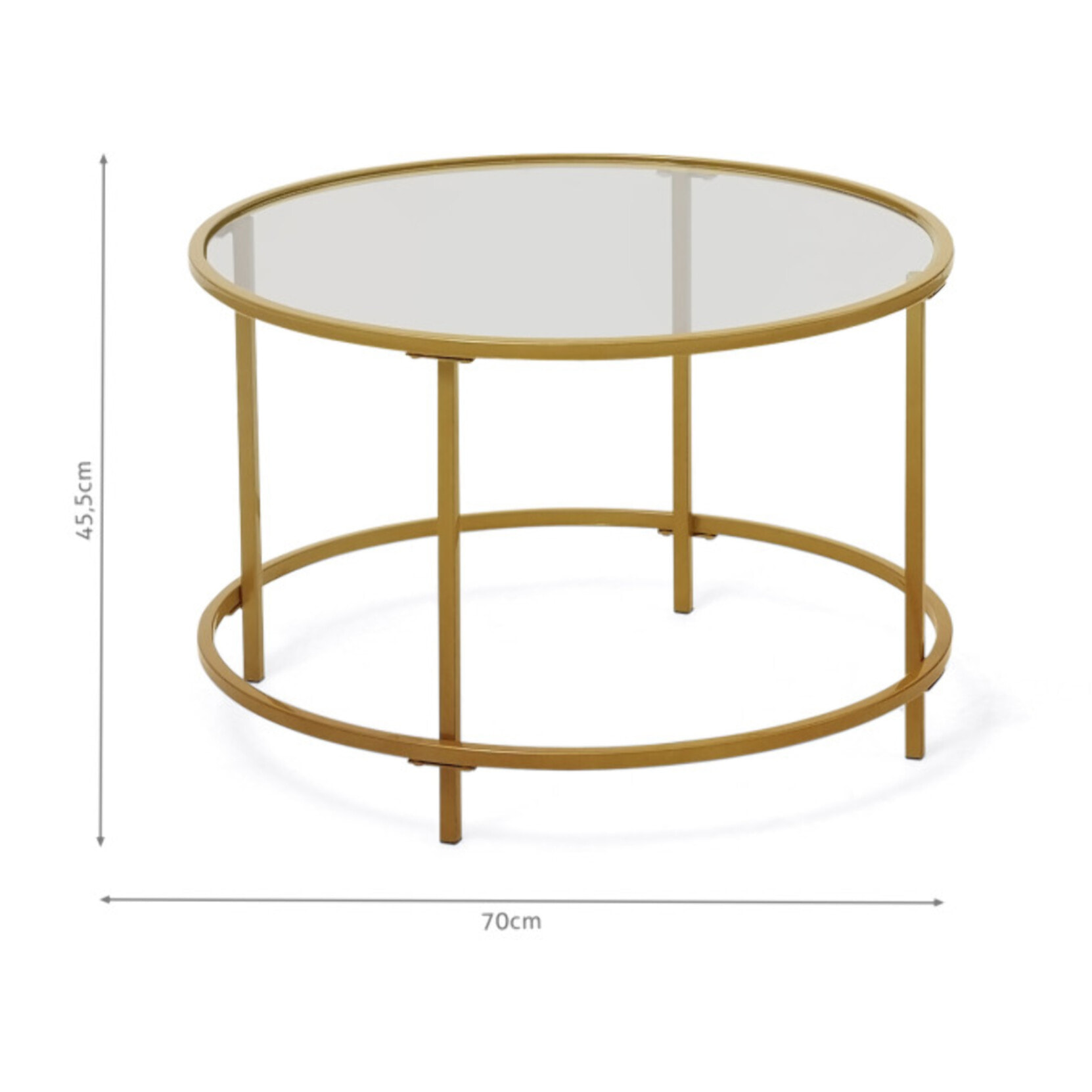 Table basse ronde Siena plateau verre et pieds métal