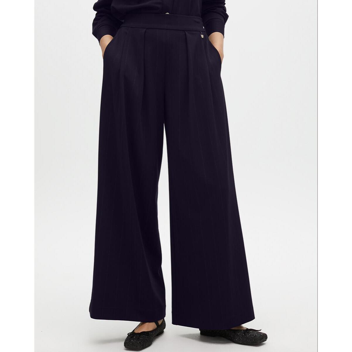 Pantaloni a Righe Diplomatiche Lamé a Pieghe