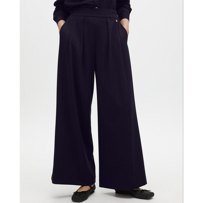 Pantaloni a Righe Diplomatiche Lamé a Pieghe